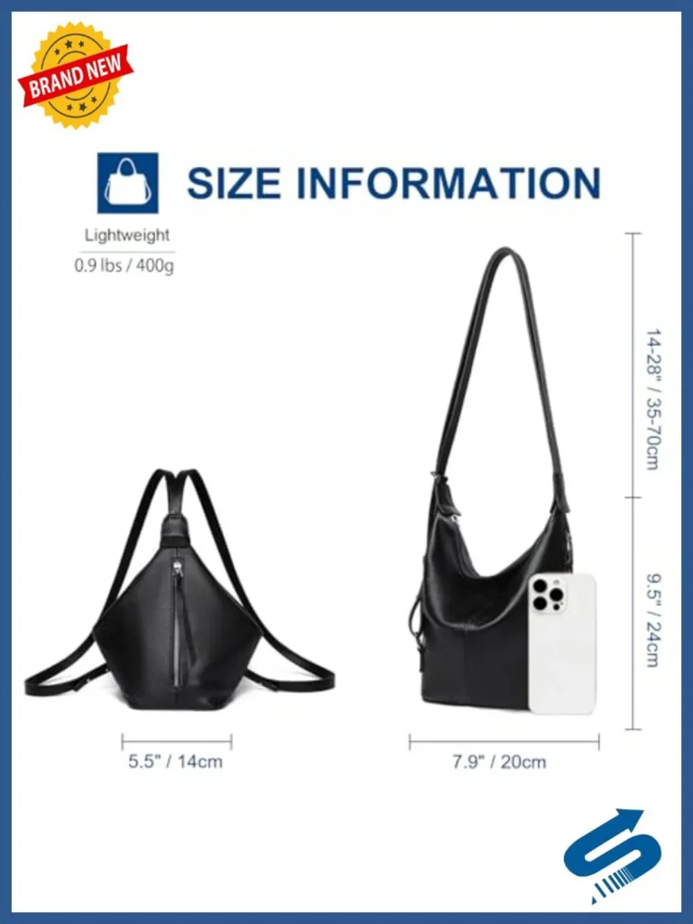 Genuine Leather 3-in-1 Convertible Hobo Backpack Shoulder Bag